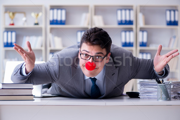 Clown biznesmen pracy biuro komputera twarz Zdjęcia stock © Elnur