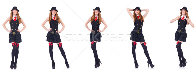 Jeune femme noir costume isolé blanche femme [[stock_photo]] © Elnur