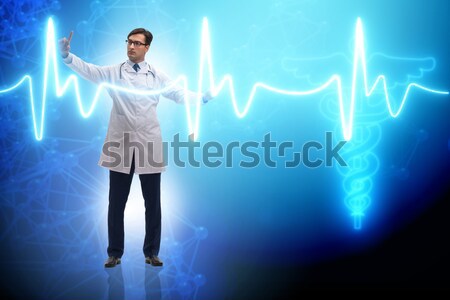 Stockfoto: Cardioloog · hartslag · medische · ziekenhuis · grafische · patiënt
