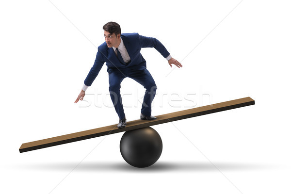 Biznesmen równoważenie niepewność człowiek biały Zdjęcia stock © Elnur