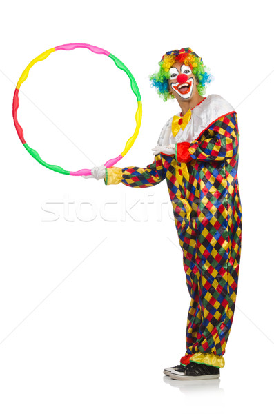 Clown with hula hoop isolated on white Stock photo © Elnur