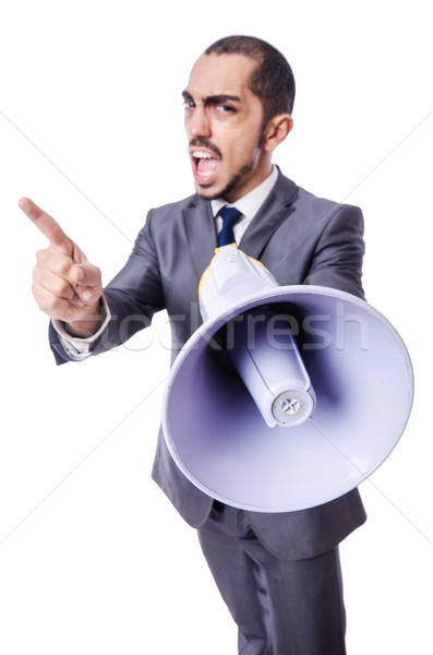 Foto stock: Jóvenes · empresario · altavoz · blanco · negocios · hombre