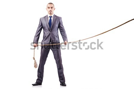 Geschäftsmann Schwert isoliert weiß Anzug Porträt Stock foto © Elnur