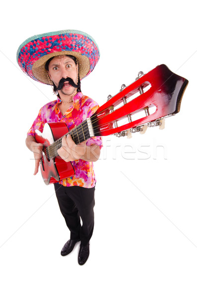 Mexican Gitarrist isoliert weiß Party Gitarre Stock foto © Elnur