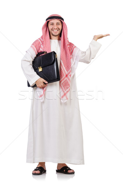 Arab businessman  with briefcase holding hands   isolated on whi Stock photo © Elnur