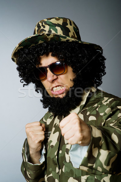 Stok fotoğraf: Komik · asker · askeri · adam · gözlük · yeşil