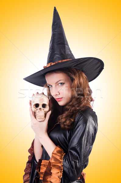 Witch odizolowany biały tle czaszki młodych Zdjęcia stock © Elnur