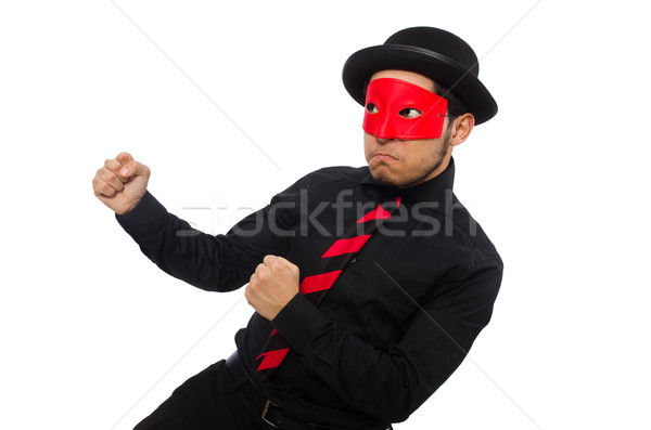 Young man with red mask isolated on white Stock photo © Elnur