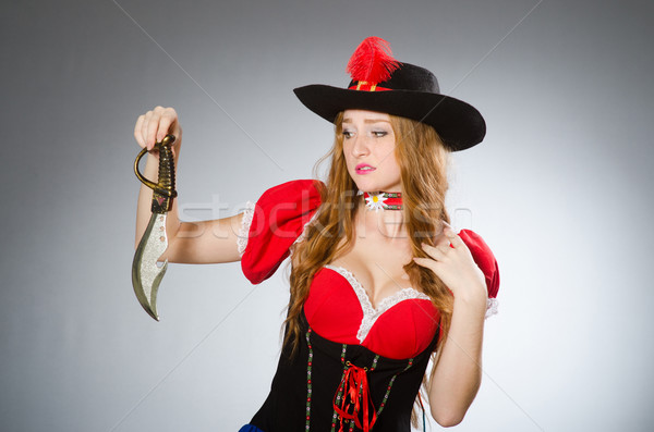Femme pirate forte couteau main mode Photo stock © Elnur