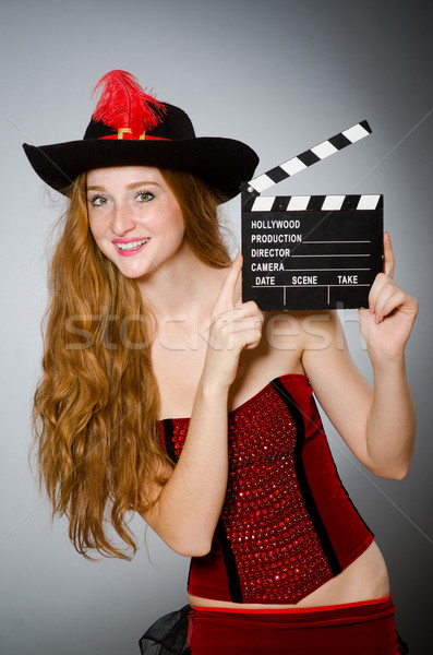 Kobieta pirackich kostium film pokładzie strony Zdjęcia stock © Elnur