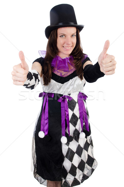 Pretty girl in jester costume isolated on white Stock photo © Elnur