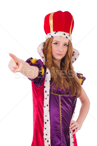 [[stock_photo]]: Joli · jeunes · reine · pourpre · robe · isolé