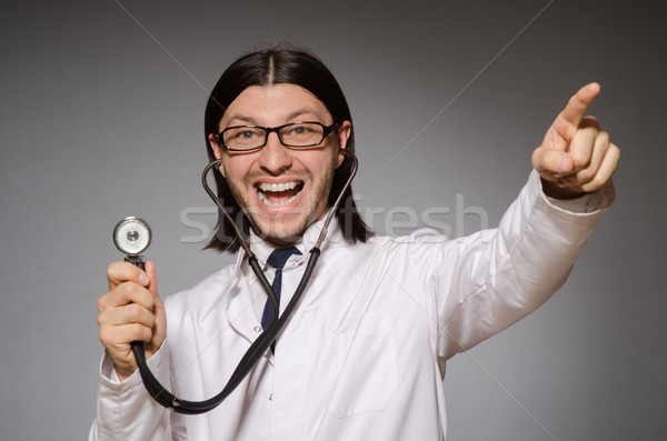 Zdjęcia stock: Młodych · lekarz · stetoskop · szary · szpitala · muzyka