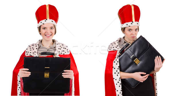 Foto stock: Mujer · de · negocios · reina · aislado · blanco · trabajo · empresario