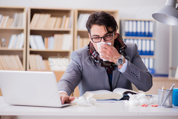 Foto stock: Doente · empresário · sofrimento · doença · escritório · homem