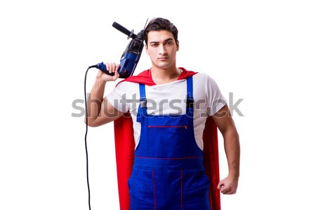 Superhero repairman isolated on white background Stock photo © Elnur