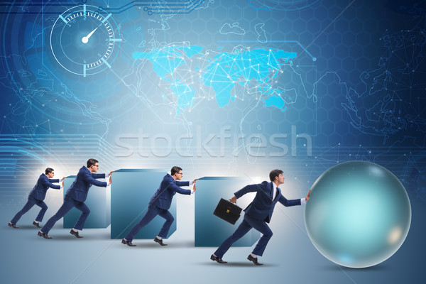 Businessman in competition rivalry concept beating rivals Stock photo © Elnur