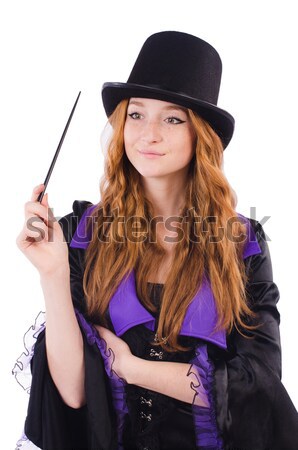 Young woman gangster with gun on white Stock photo © Elnur