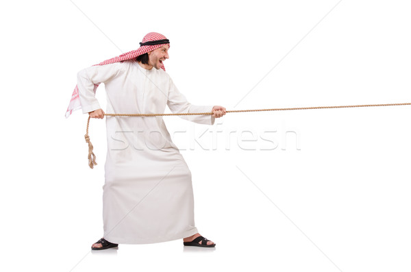 Arab in tug of war concept on white Stock photo © Elnur