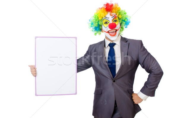 Stockfoto: Zakenman · clown · geïsoleerd · witte · gezicht · man