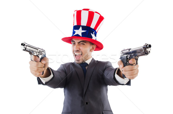 Man with gun and american hat Stock photo © Elnur