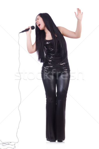 Młodych kobiet piosenkarka biały strony szczęśliwy Zdjęcia stock © Elnur