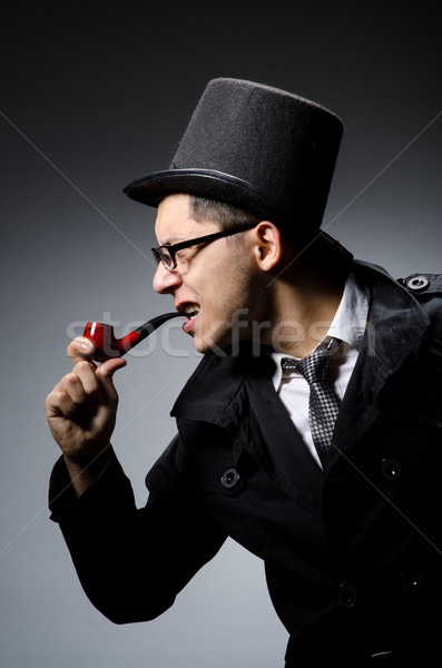 Funny detective with pipe and hat Stock photo © Elnur