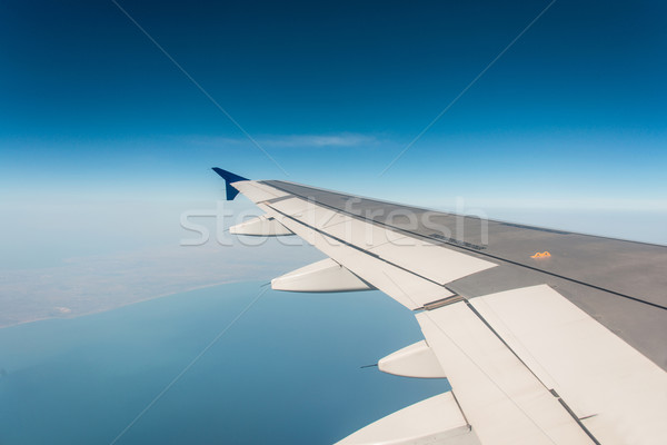 Aereo ala fuori finestra tecnologia blu Foto d'archivio © Elnur