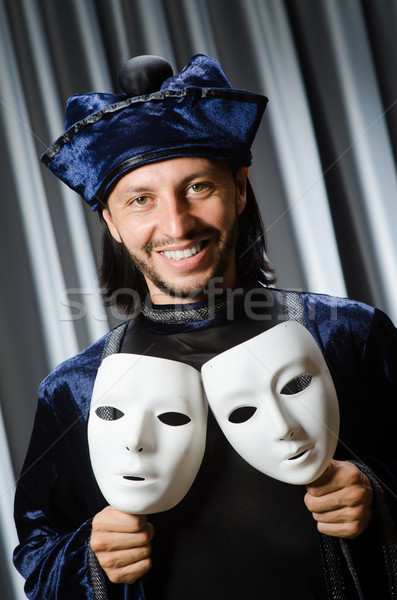 Vicces színpadi maszk férfi háttér szomorú Stock fotó © Elnur