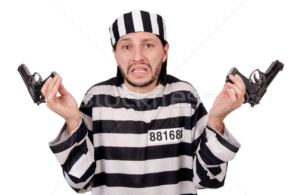 Prison inmate with gun isolated on white Stock photo © Elnur
