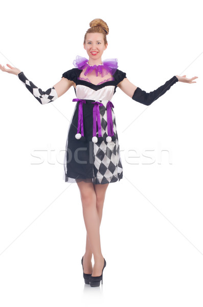 A girl in harlequin costume isolated on white Stock photo © Elnur