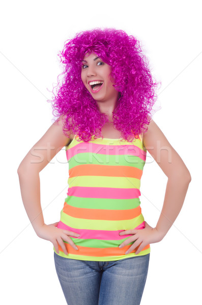 Woman with colourful wig isolated on white Stock photo © Elnur