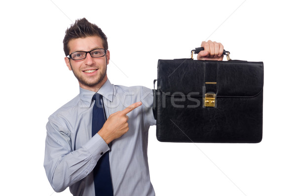 Stockfoto: Grappig · jonge · zakenman · geïsoleerd · witte · business