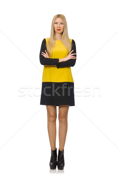 Blond hair girl in yellow and black clothing isolated on white Stock photo © Elnur