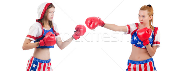 Woman boxing isolated on white Stock photo © Elnur