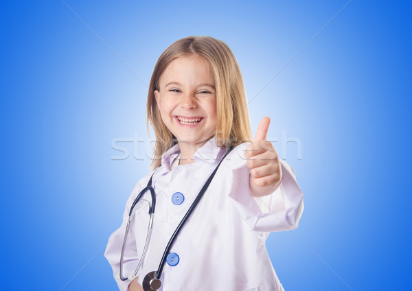 Foto stock: Nina · médico · traje · nina · bebé · nino