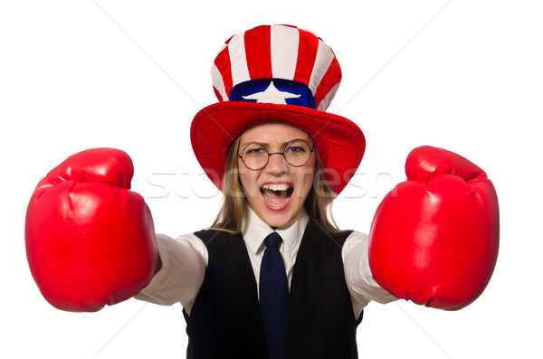 Woman with boxing gloves isolated on white Stock photo © Elnur