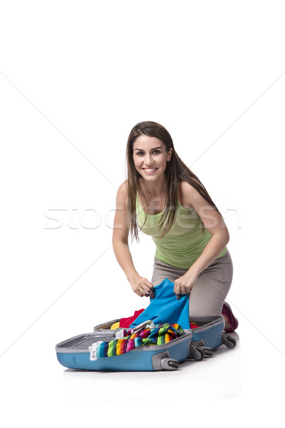 Vrouw zomervakantie geïsoleerd witte meisje Stockfoto © Elnur