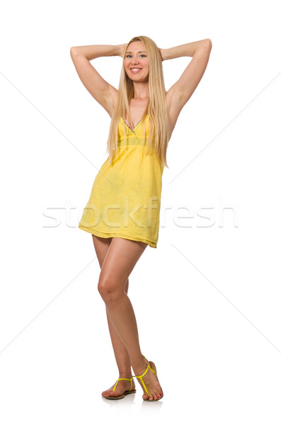 Zdjęcia stock: Uczciwej · model · żółty · lata · sukienka