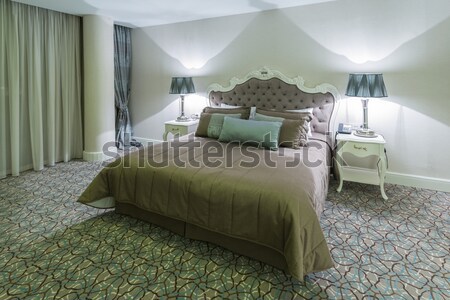 The modern hotel room with big bed Stock photo © Elnur