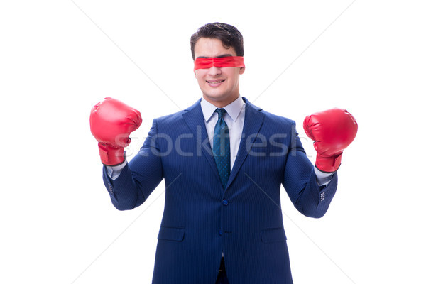 Lawyer with blindfold wearing boxing gloves isolated on white Stock photo © Elnur