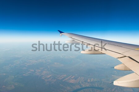 Aereo ala fuori finestra tecnologia blu Foto d'archivio © Elnur