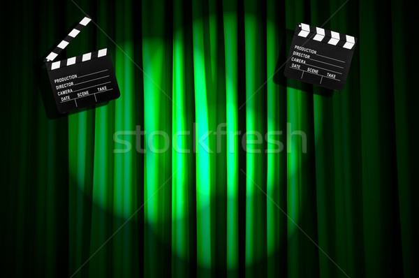 Movie clapper board against curtain Stock photo © Elnur