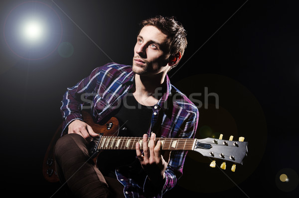 Stock fotó: Férfi · játszik · gitár · koncert · zene · buli
