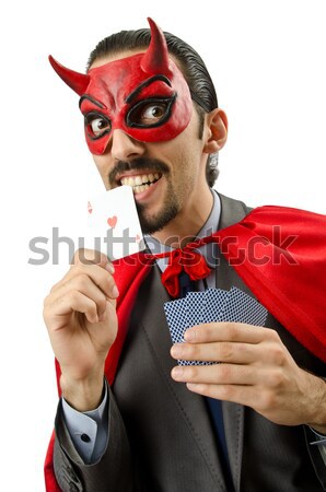 魔鬼    红色    服装    微笑    性感的 / man devil in red