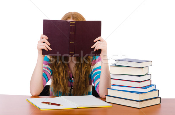 Young student with books isolated on white Stock photo © Elnur