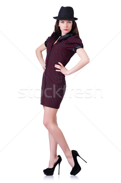 Kobieta gangster odizolowany biały dziewczyna model Zdjęcia stock © Elnur