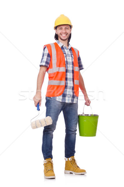 Stock photo: Painter with roller isolated on the white