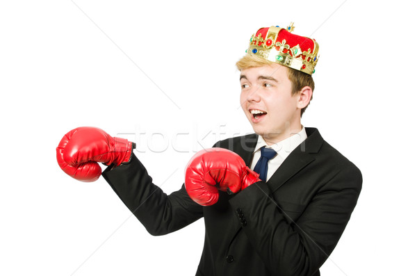 Divertente imprenditore corona guantoni da boxe lavoro sfondo Foto d'archivio © Elnur