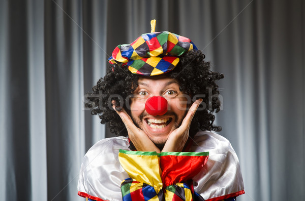 Grappig clown humoristisch gordijn glimlach verjaardag Stockfoto © Elnur
